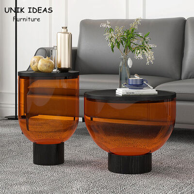 ราคาดี Round Tempered Glass Center Table Living Room Coffee Large Small Bowl 35x52cm ออนไลน์