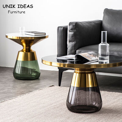ราคาดี 75x47CM Luxury Center Tables Round Bell Nesting Coffee Table Black Glass Base ออนไลน์