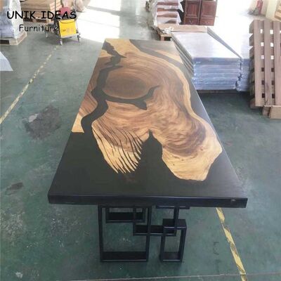ราคาดี Walnut  River Run Tabletop Epoxy Resin Live Edge Slab Dining Table Top European ออนไลน์