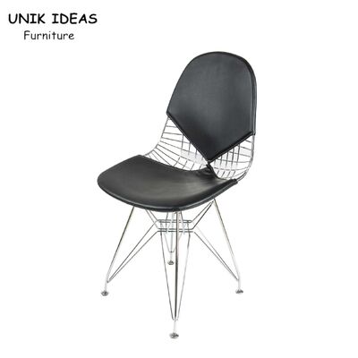 ราคาดี Iron Black Metal Frame Dining Chairs PU Leather Garden Comfy Indoor Outdoor ออนไลน์