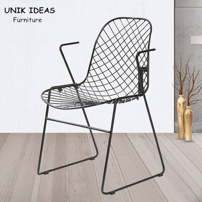 ราคาดี Outdoor Wrought Iron Patio Dining Chair Art Wire Armrest Hollow 52x51x79.5 Cm ออนไลน์
