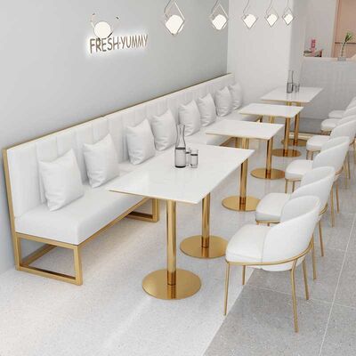 ราคาดี Coffee Marble Table And Chairs Velvet High Density Foam Restaurant Furniture ออนไลน์