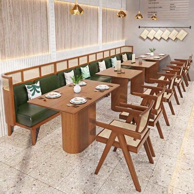 ราคาดี Restaurant Booth Rattan Cafe Style Dining Table And Chairs Modern Wood Furniture ออนไลน์