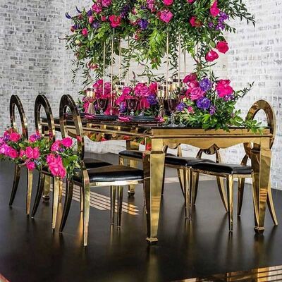 ราคาดี Decoration Glass Top Wedding Table 120x240x75cm Stainless Steel Frame 0.42cbm ออนไลน์