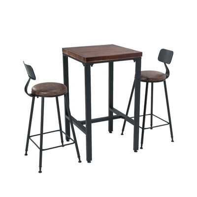 ราคาดี Unique Wooden Bistro Bar Tables Cafe Square 60x60 High Dining Table Set ออนไลน์