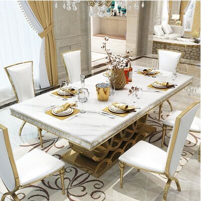 ราคาดี Modern Design Marble Dining Table Set Polished Surface With 6 8 Chairs ออนไลน์