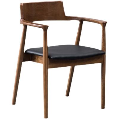 ราคาดี Vintage Lounge Dining Chair Solid Wood Ash Frame Leather Cover Sponge Cushion ออนไลน์