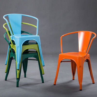 ราคาดี Cold Rolled Steel Metal Dining Chair Stackable Breathable Powder Coating ออนไลน์