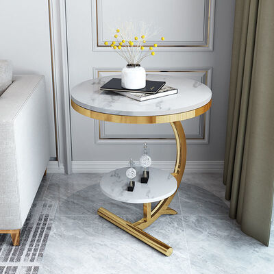ราคาดี OEM Luxury Marble Center Tables Double Layer Gold White Sofa Side Table ออนไลน์