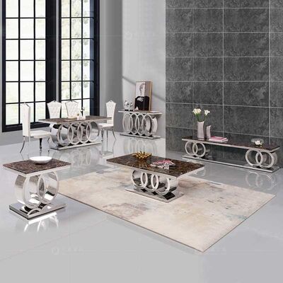 ราคาดี Modern Living Room Stainless Steel Coffee Table 20mm Marble Dining Table ออนไลน์