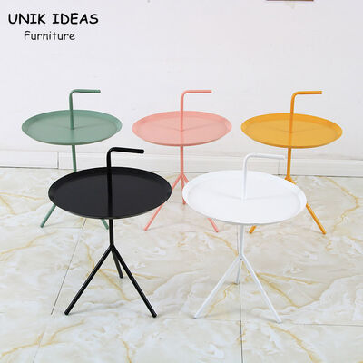ราคาดี Metal Iron Round Coffee Table With Handle 49*66cm Tripod Structure Seamless Welding ออนไลน์