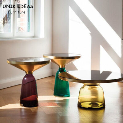 ราคาดี Luxury Metal Glass Top Side Table Coffee Table Transparent / Colorful 50x53cm ออนไลน์