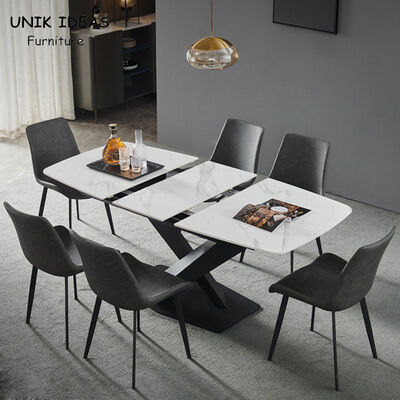 ราคาดี White Luxury Dining Table And Chairs 150cm 140cm 130CM 160cm 6 Seats Extended ออนไลน์